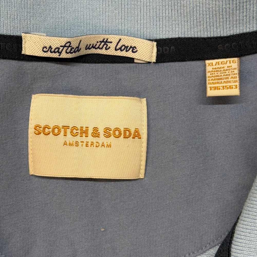 Scotch & Soda Mens XL Light Blue Textured Short Sleeve Polo Shirt 1963563 - Picture 3 of 7